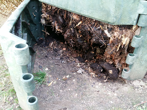 Compost mûr en partie basse du composteur